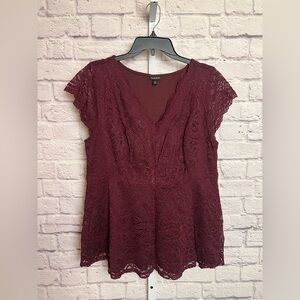 Torrid Lined Lace Top with Waist Seam size 12